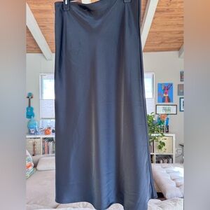 Rachel Zoe Black Satin Midi Skirt